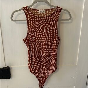 Burnt orange sleeveless bodysuit